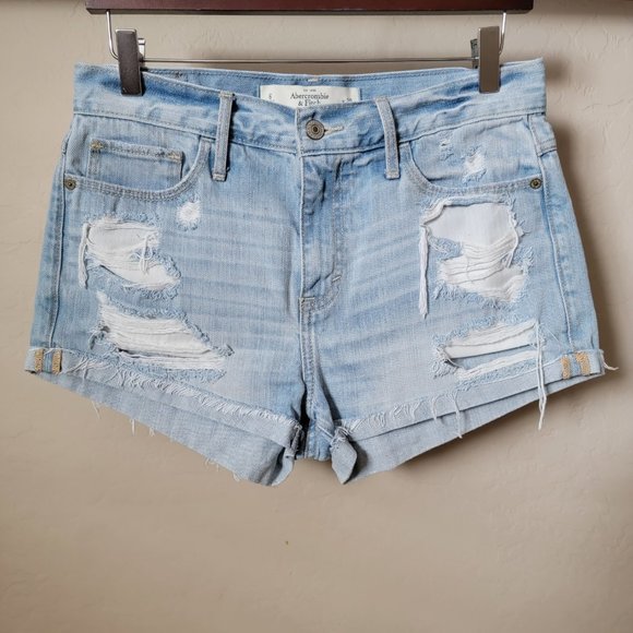 Abercrombie & Fitch Distressed Cutoff Denim Jean Shorts - Picture 2 of 14